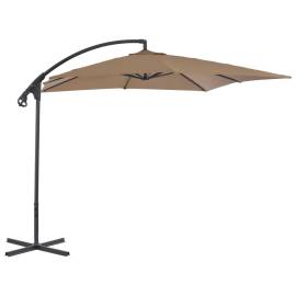 Umbrelă suspendată cu stâlp din oțel, gri taupe, 250 x 250 cm, 2 image