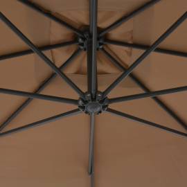Umbrelă suspendată cu stâlp din oțel, gri taupe, 300 cm, 2 image