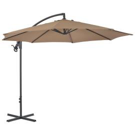 Umbrelă suspendată cu stâlp din oțel, gri taupe, 300 cm, 3 image