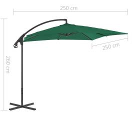 Umbrelă suspendată cu stâlp din oțel, verde, 250 x 250 cm, 7 image