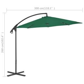 Umbrelă suspendată cu stâlp din oțel, verde, 300 cm, 7 image
