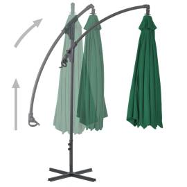 Umbrelă suspendată cu stâlp din oțel, verde, 300 cm, 4 image