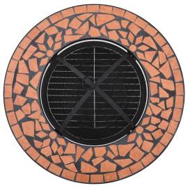 Masă cu vatră de foc, mozaic, cărămiziu, 68 cm, ceramică, 8 image