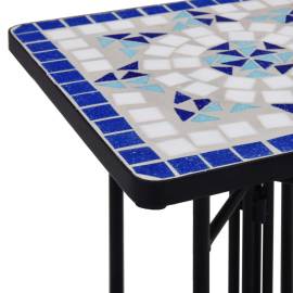 Masă laterală cu mozaic, albastru și alb, ceramică, 5 image
