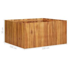 Strat înălțat de grădină, 100x100x50 cm, lemn masiv de acacia, 6 image