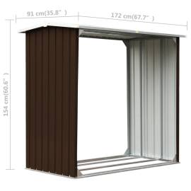 Șopron depozitare lemne, maro, 172x91x154 cm, oțel galvanizat, 6 image