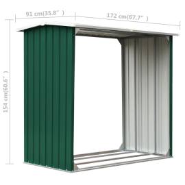 Șopron depozitare lemne, verde, 172x91x154 cm, oțel galvanizat, 6 image