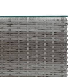 Masă laterală cu blat de sticlă, gri, 35x35x52 cm, poliratan, 4 image