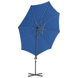 Umbrelă în consolă cu stâlp din oțel, albastru azuriu, 300 cm, 4 image