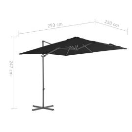 Umbrelă în consolă cu stâlp din oțel, negru, 250x250 cm, 9 image