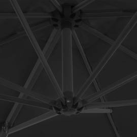 Umbrelă în consolă cu stâlp din oțel, negru, 250x250 cm, 2 image