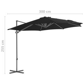 Umbrelă în consolă cu stâlp din oțel, negru, 300 cm, 9 image