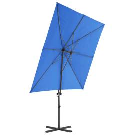 Umbrelă în consolă stâlp din oțel, albastru azuriu, 250x250 cm, 4 image