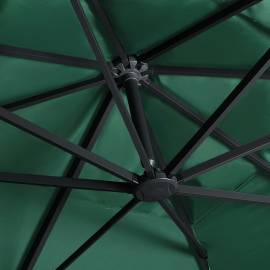Umbrelă suspendată cu led și stâlp aluminiu verde 400x300 cm, 2 image