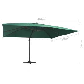 Umbrelă suspendată cu led și stâlp aluminiu verde 400x300 cm, 9 image