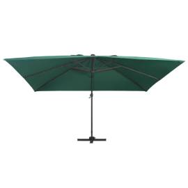 Umbrelă suspendată cu led și stâlp aluminiu verde 400x300 cm, 3 image
