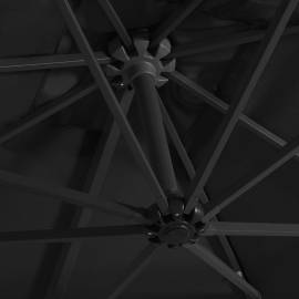 Umbrelă suspendată cu led și stâlp din oțel, negru, 250x250 cm, 2 image