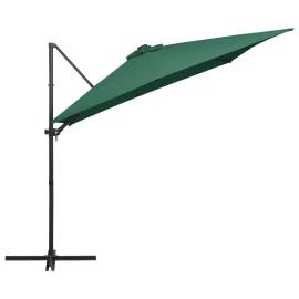 Umbrelă suspendată cu led și stâlp din oțel, verde, 250x250 cm, 4 image