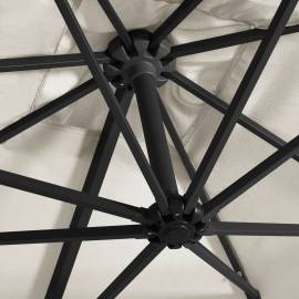 Umbrelă suspendată cu led, stâlp din oțel, nisipiu, 250x250 cm, 2 image