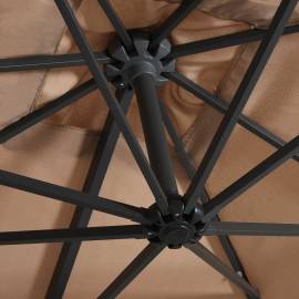 Umbrelă suspendată cu led, stâlp oțel, gri taupe, 250x250 cm, 2 image
