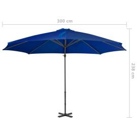 Umbrelă suspendată cu stâlp aluminiu, albastru azuriu, 300 cm, 8 image