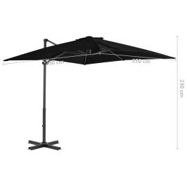 Umbrelă suspendată cu stâlp din aluminiu, negru, 250x250 cm, 8 image