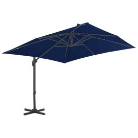 Umbrelă suspendată cu stâlp din aluminiu albastru azuriu 3x3 m, 3 image