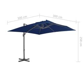 Umbrelă suspendată cu stâlp din aluminiu albastru azuriu 3x3 m, 8 image