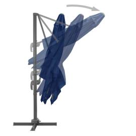 Umbrelă suspendată cu stâlp din aluminiu albastru azuriu 3x3 m, 5 image
