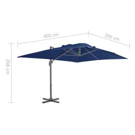 Umbrelă suspendată cu stâlp din aluminiu albastru azuriu 4x3 m, 8 image