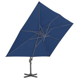 Umbrelă suspendată cu stâlp din aluminiu albastru azuriu 4x3 m, 4 image