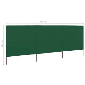Paravan anti-vânt cu 3 panouri, verde, 400 x 160 cm, textil, 6 image