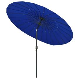Umbrelă de soare de exterior, stâlp aluminiu, azuriu, 270 cm, 4 image