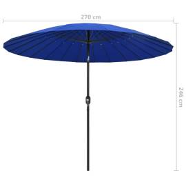 Umbrelă de soare de exterior, stâlp aluminiu, azuriu, 270 cm, 7 image