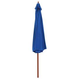 Umbrelă de soare de exterior, stâlp din lemn, albastru, 350 cm, 2 image