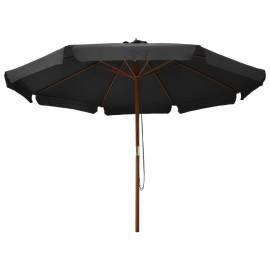 Umbrelă de soare de exterior, stâlp din lemn, antracit, 330 cm, 3 image
