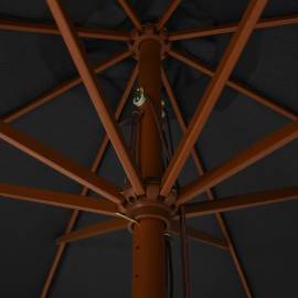 Umbrelă de soare de exterior, stâlp din lemn, antracit, 330 cm, 2 image