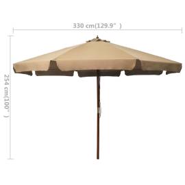 Umbrelă de soare de exterior, stâlp din lemn, gri taupe, 330 cm, 5 image