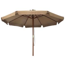 Umbrelă de soare de exterior, stâlp din lemn, gri taupe, 330 cm, 3 image