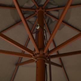 Umbrelă de soare de exterior, stâlp din lemn, gri taupe, 330 cm, 2 image