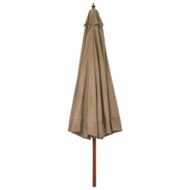 Umbrelă de soare de exterior, stâlp din lemn, gri taupe, 330 cm, 4 image