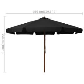 Umbrelă de soare de exterior, stâlp din lemn, negru, 330 cm, 5 image