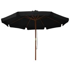 Umbrelă de soare de exterior, stâlp din lemn, negru, 330 cm, 3 image
