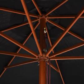 Umbrelă de soare de exterior, stâlp din lemn, negru, 350 cm, 2 image