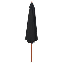 Umbrelă de soare de exterior, stâlp din lemn, negru, 350 cm, 3 image