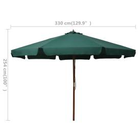 Umbrelă de soare de exterior, stâlp din lemn, verde, 330 cm, 5 image