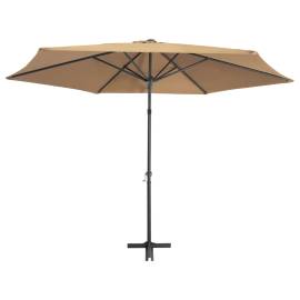 Umbrelă de soare de exterior, stâlp din oțel, gri taupe, 300 cm, 4 image