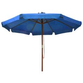 Umbrelă de soare de exterior, stâlp lemn, azuriu, 330 cm, 3 image