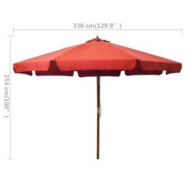 Umbrelă de soare de exterior, stâlp lemn, cărămiziu, 330 cm, 5 image