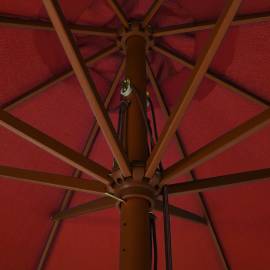 Umbrelă de soare de exterior, stâlp lemn, cărămiziu, 330 cm, 2 image